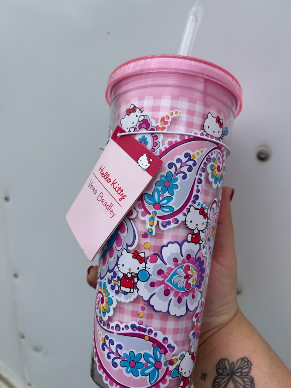 Vera Bradley Hello Kitty Pink Paisley Travel Tumbler